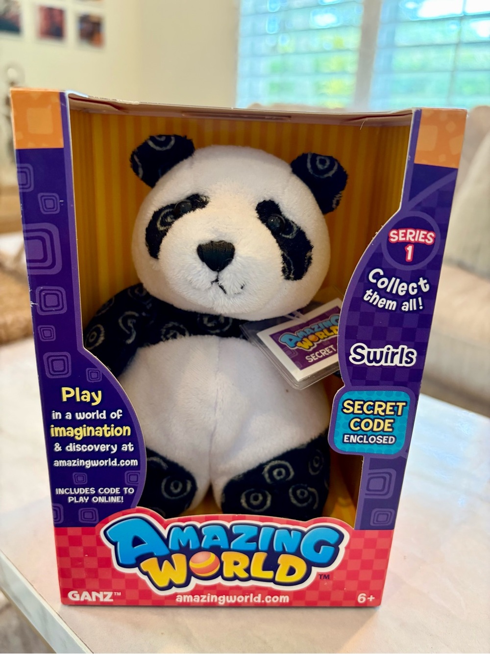 Ganz Amazing World Swirls the Bear Plush Toy 6" Sealed Code New
